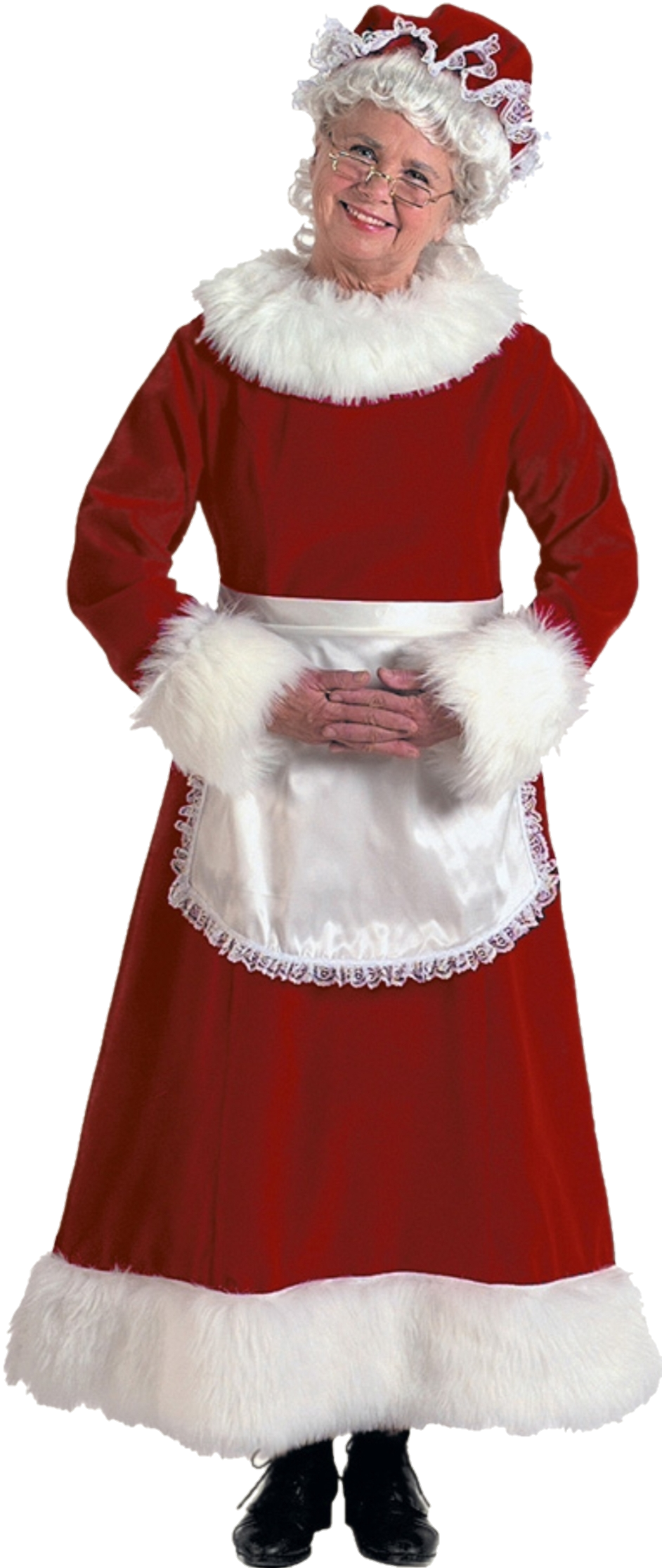 Deluxe Mrs. Claus Costume - Burgundy Red Velvet