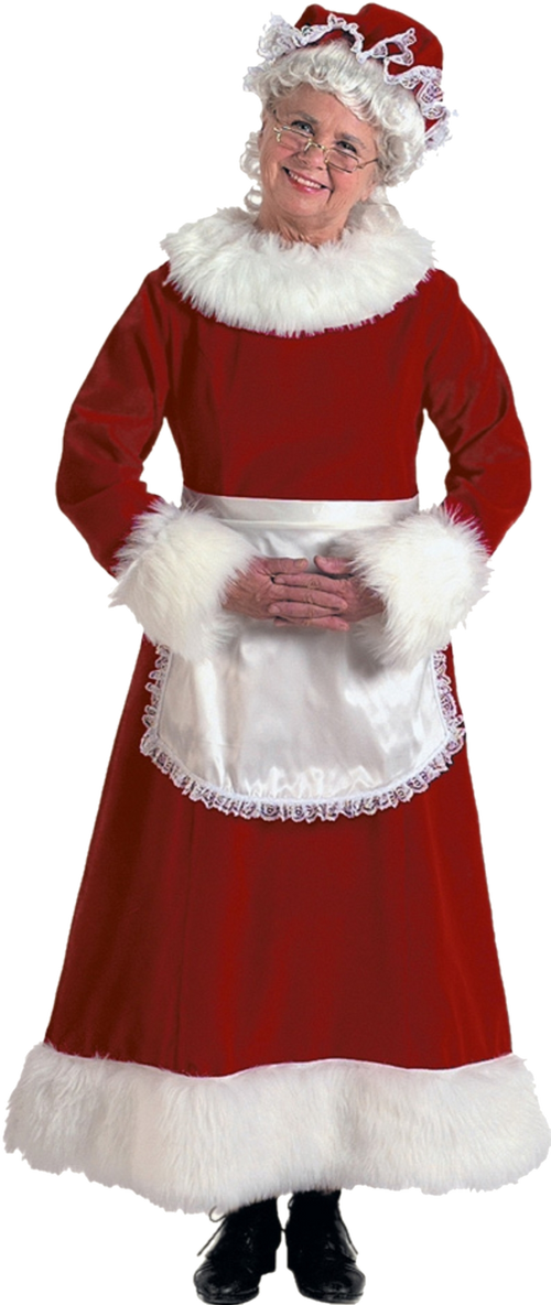 Deluxe Mrs. Claus Costume - Burgundy Red Velvet