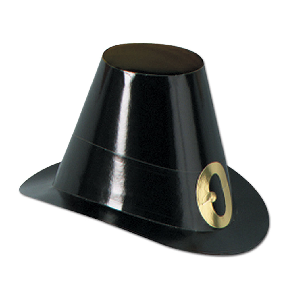 Black Pilgrim Hat with Gold Buckle