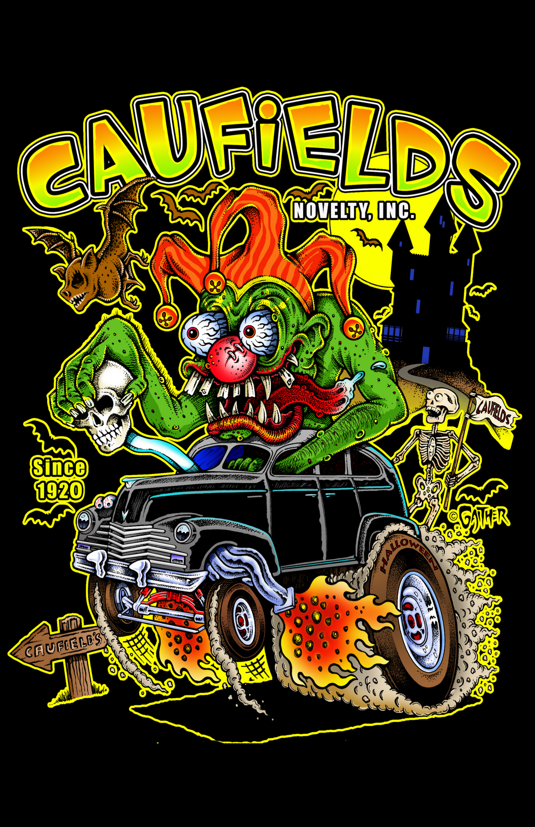 Caufield's Rat Rod Hearse Logo 11"x17" Poster Print