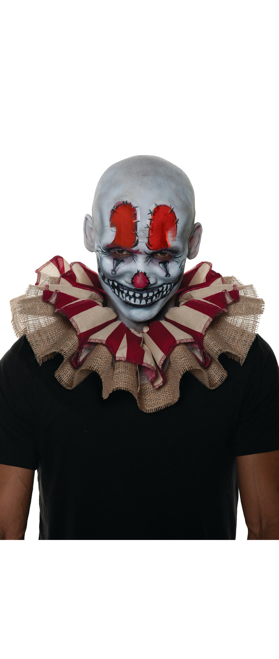 Ruffled Clown Collar- Red & Burlap