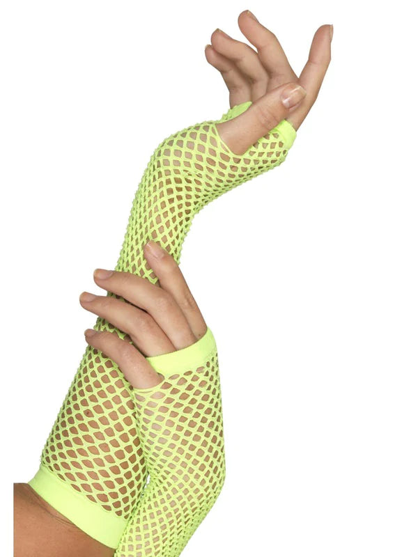 Neon Green Fishnet Gloves