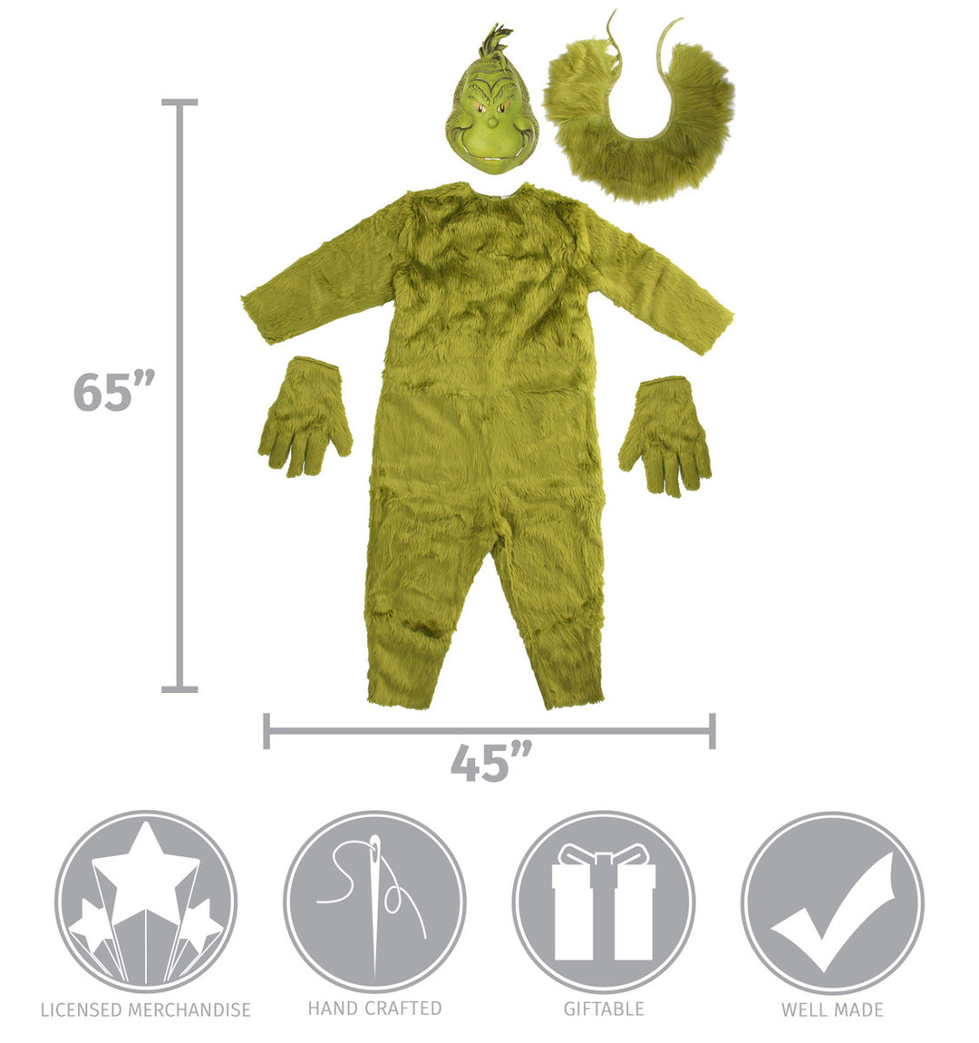 Dr. Seuss' The Grinch - Deluxe Jumpsuit Adult Costume