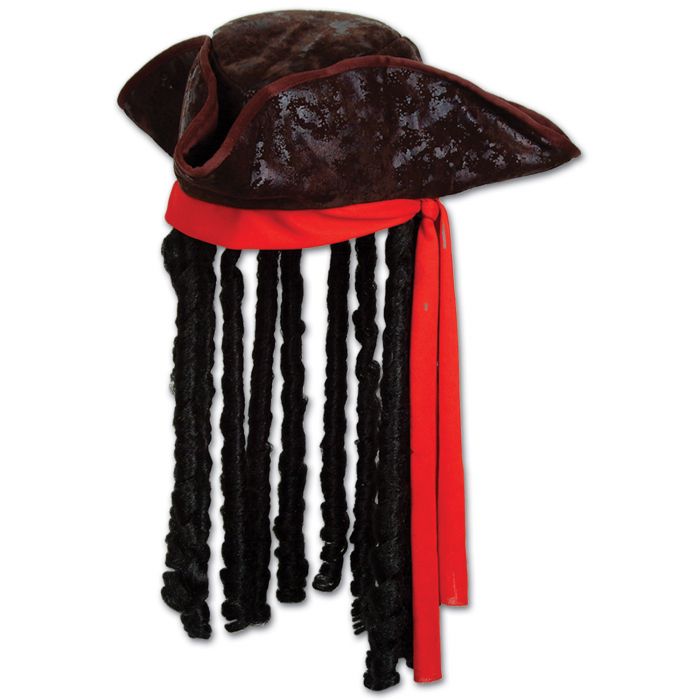 Caribbean Pirate Hat with Dreads