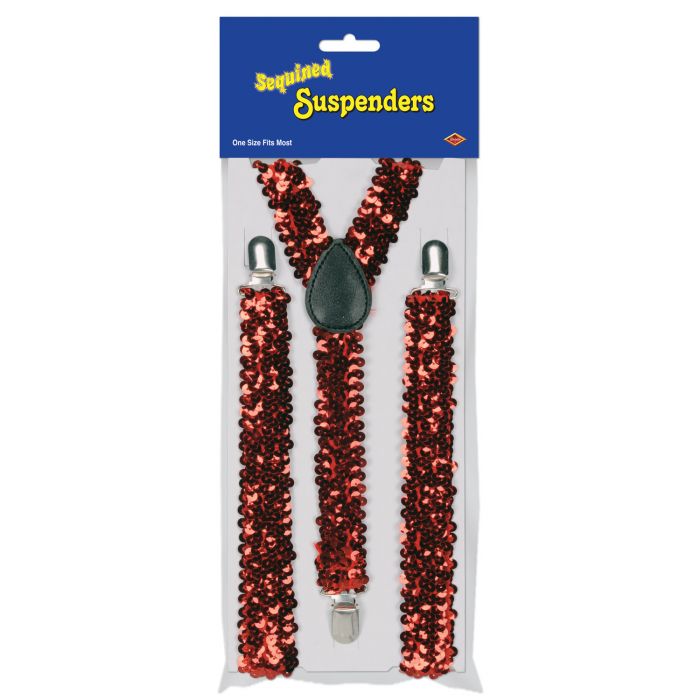 Sequin Suspenders - Red