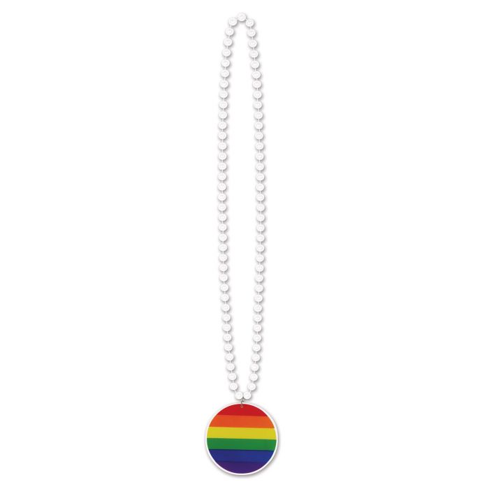 Beads W/Printed Rainbow Medallion