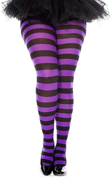 Opaque Tights - Purple & Black Striped