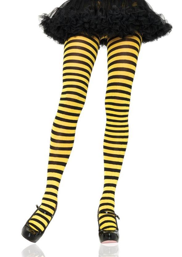 Opaque Tights - Yellow & Black Striped