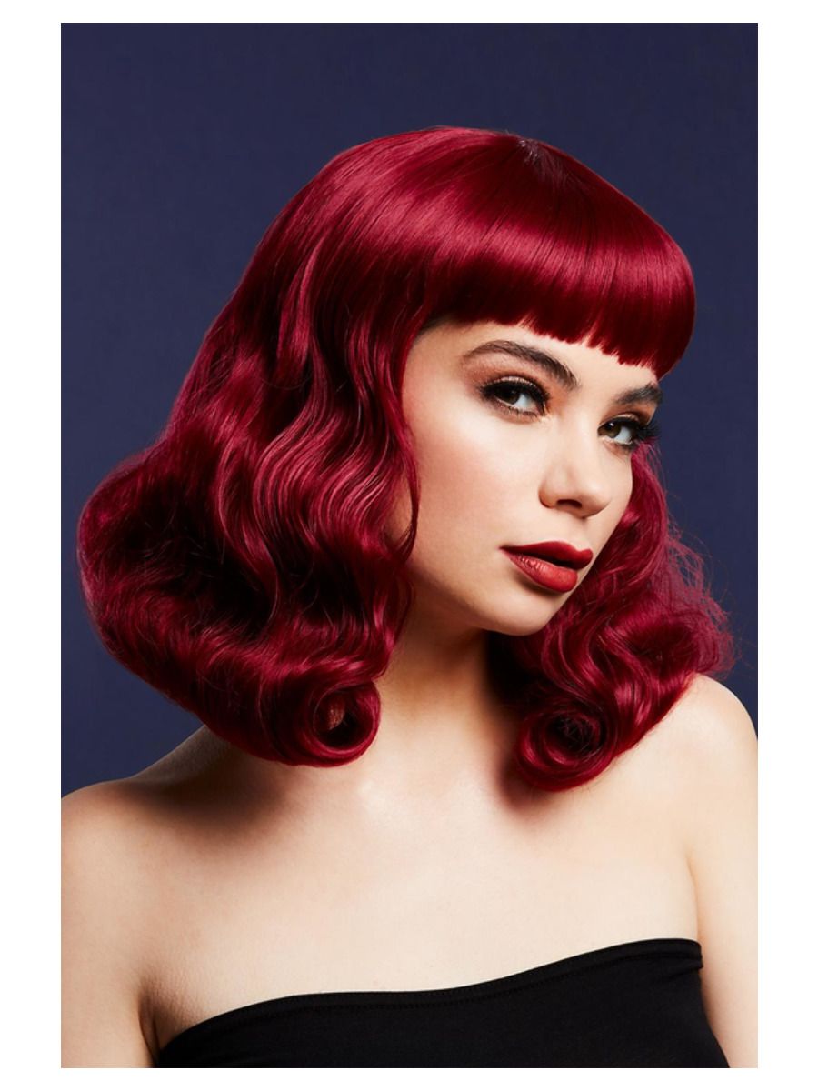 Fever Bettie Wig with Short Fringe, Plum Adult