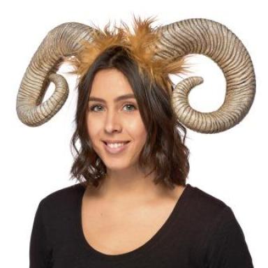 Super-lite Ram Horns with faux fur - Bone Color