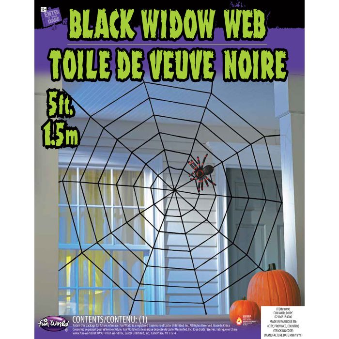 5' Black Widow Rope Spider Web