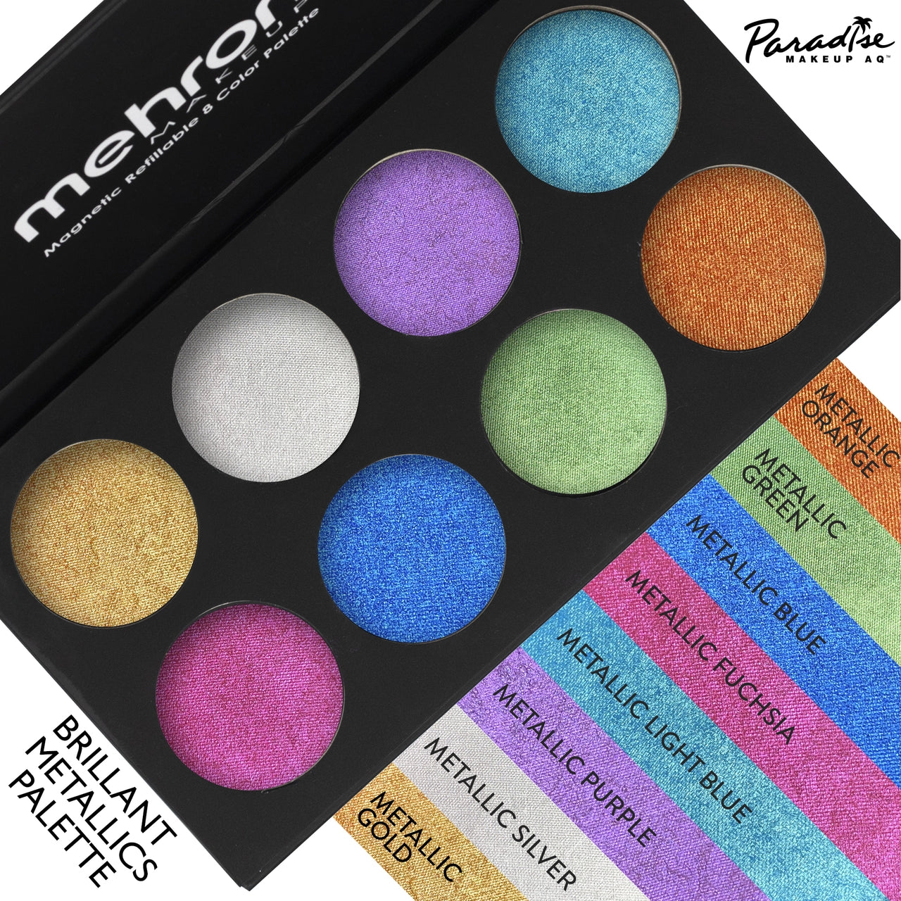 Paradise Makeup AQ™ - 8 Color Magnetic Refillable Palette Brilliant Metallics