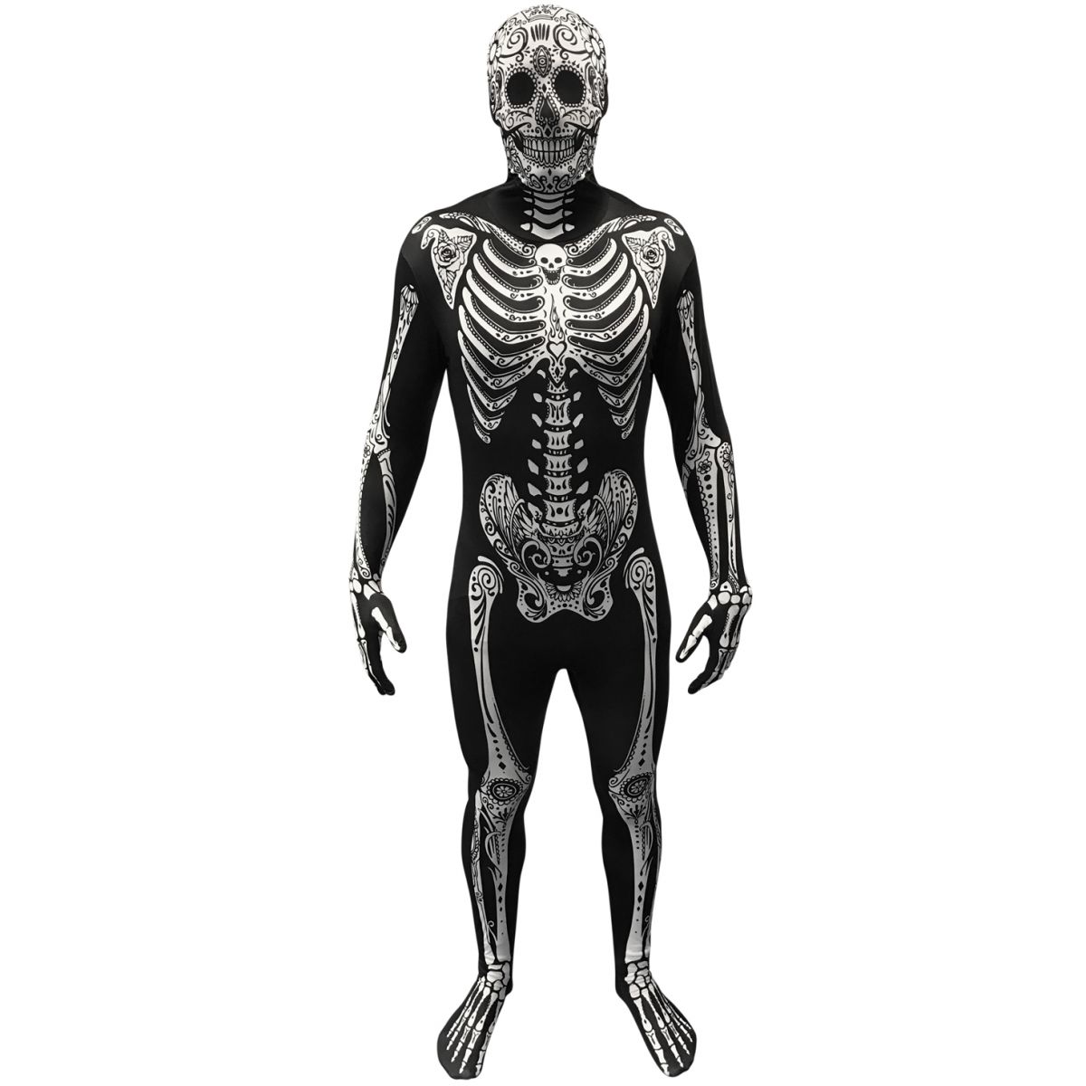 Day of the Dead Morphsuit Costume - Adult XXL