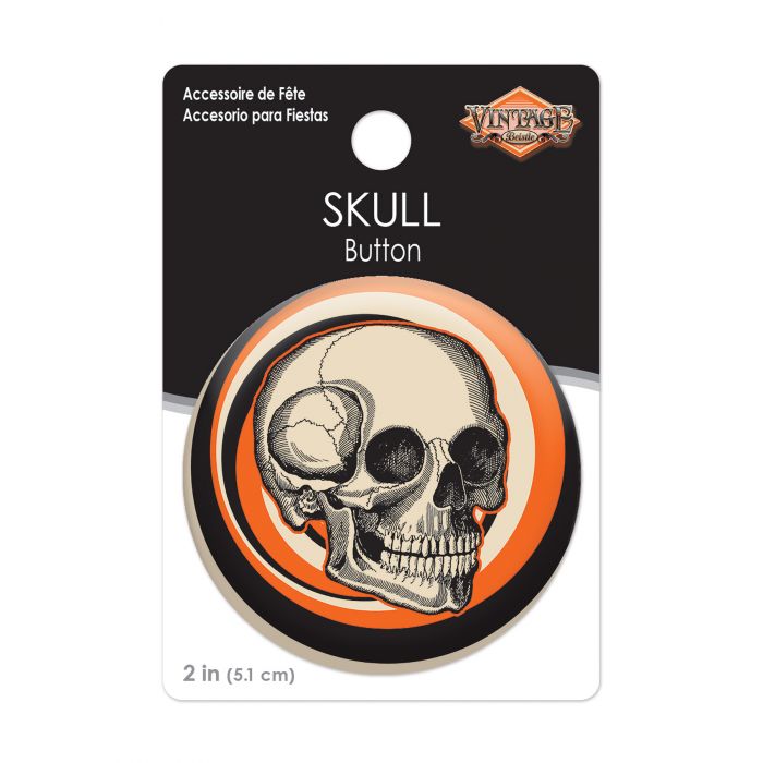 Vintage Halloween Skull Button