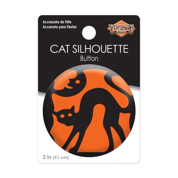 Vintage Halloween Cat Silhouette Button