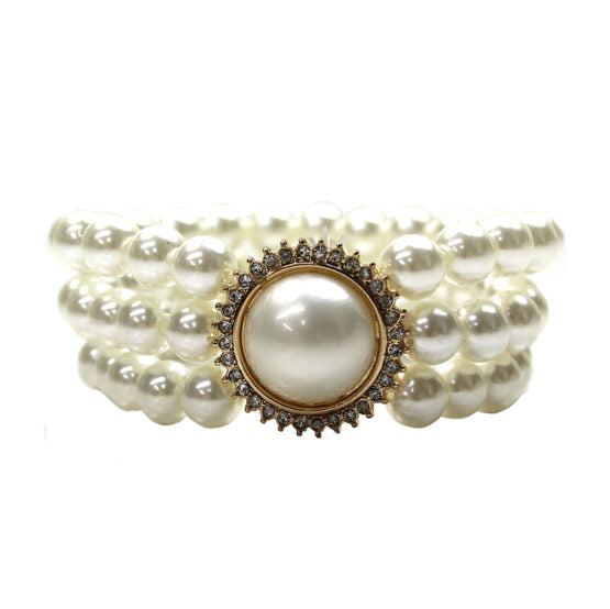 3 Line Pearl Stretch Bracelet