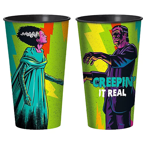 Universal Studios Monsters Frankenstein and Bride of Frankenstein - 32oz. Plastic Cup