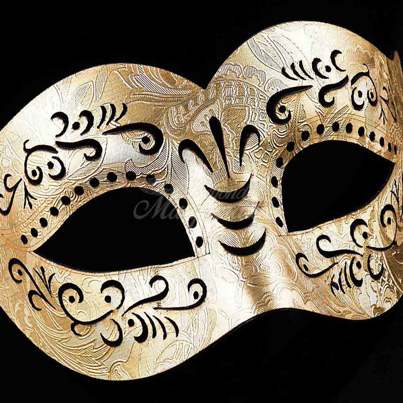 Leather Like Gold Laser Half Mask