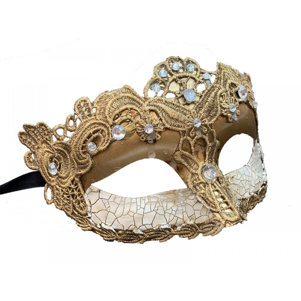 Half Mask w/Lace & Crystal Detail