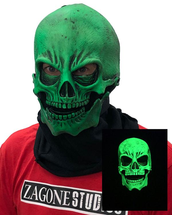 UV Green Glow Skeleton Latex Mask