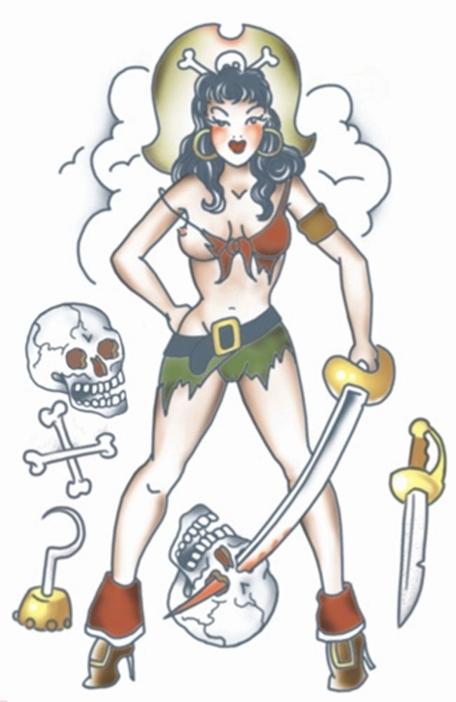 Tinsley Transfers - Pirate Pin Up Temporary Tattoo