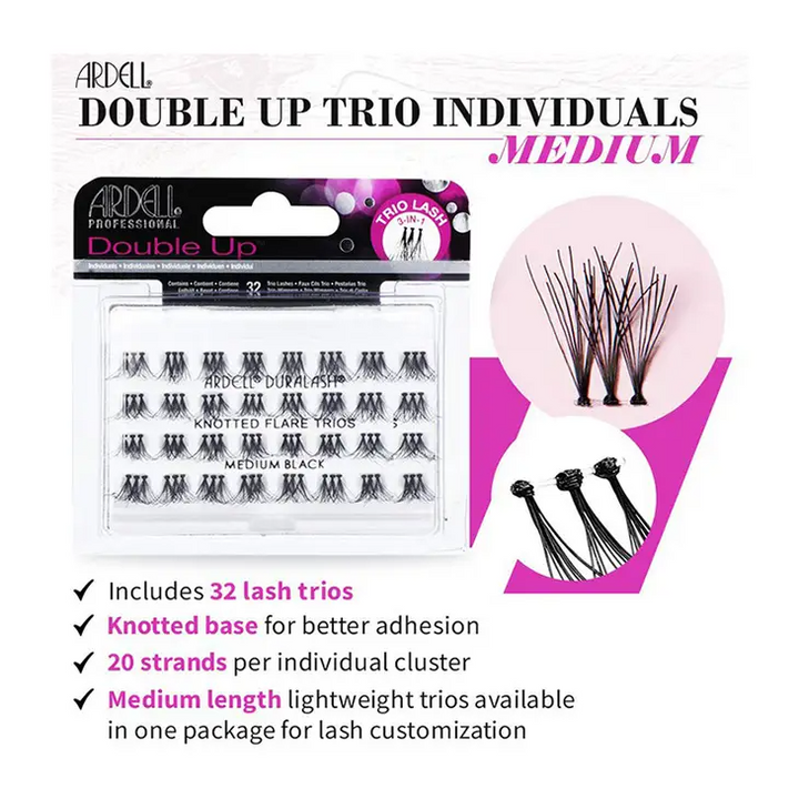 Ardell Professional - Double Up Knotted Flare Trio Individual Medium Lashes