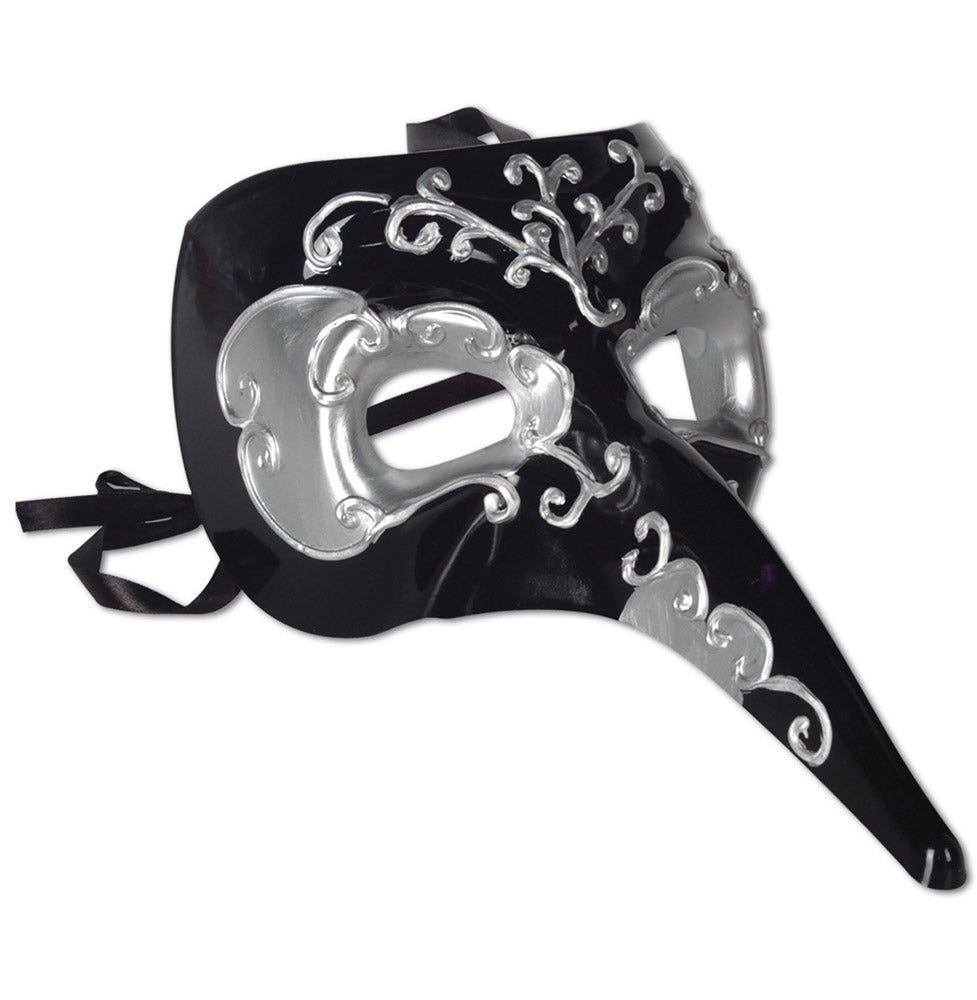 Venetian Mask - Black and Silver Zanni