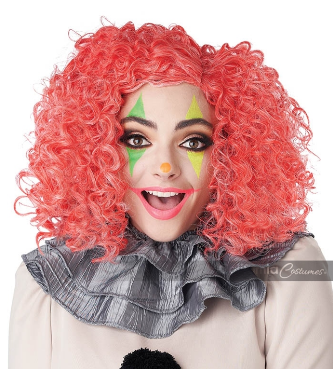 Curly Clown Wig- Glow in the Dark Red