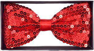 Sequin Satin Bow Tie - Red