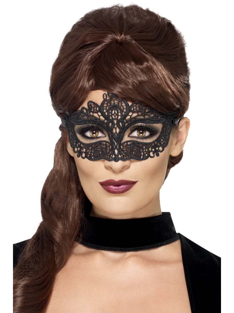 Half Mask - Black Embroidered Lace