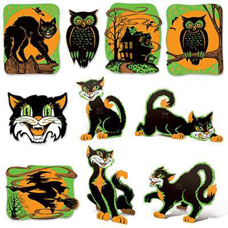 Flourescent Halloween Cutouts - Vintage Beistle