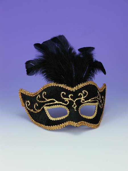 Half Mask Venetian Black With Gold Trim