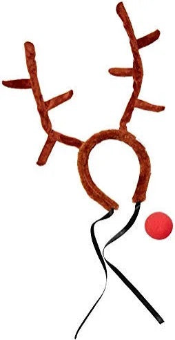 Reindeer Antlers & Red Nose Set