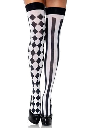 Thigh High Nylon’s Harlequin Print - Standard