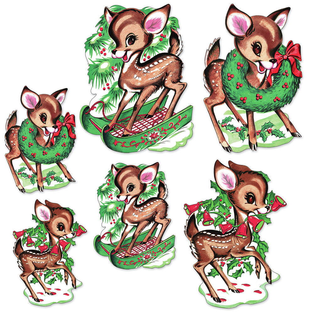 Beistle Vintage Christmas - Reindeer Cutouts