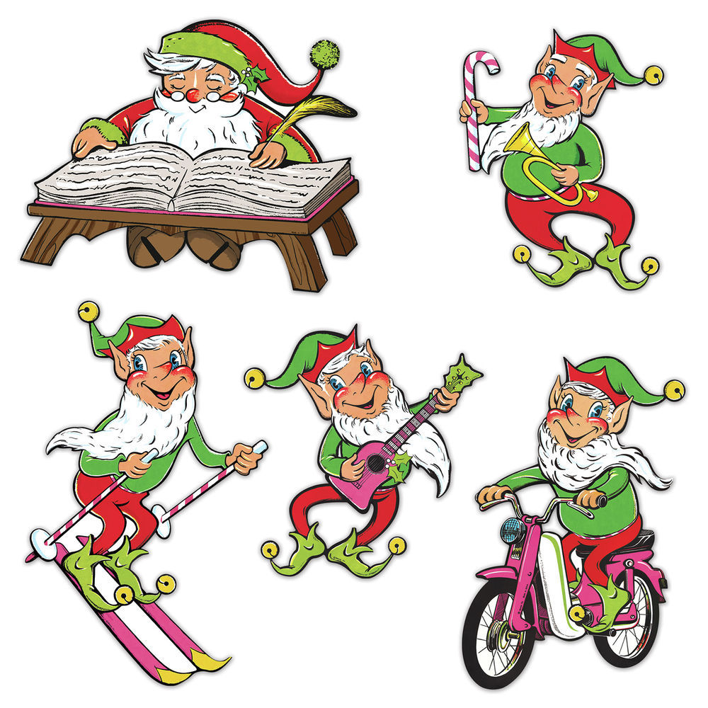 Beistle Vintage Christmas - Santa and Elves Cutouts