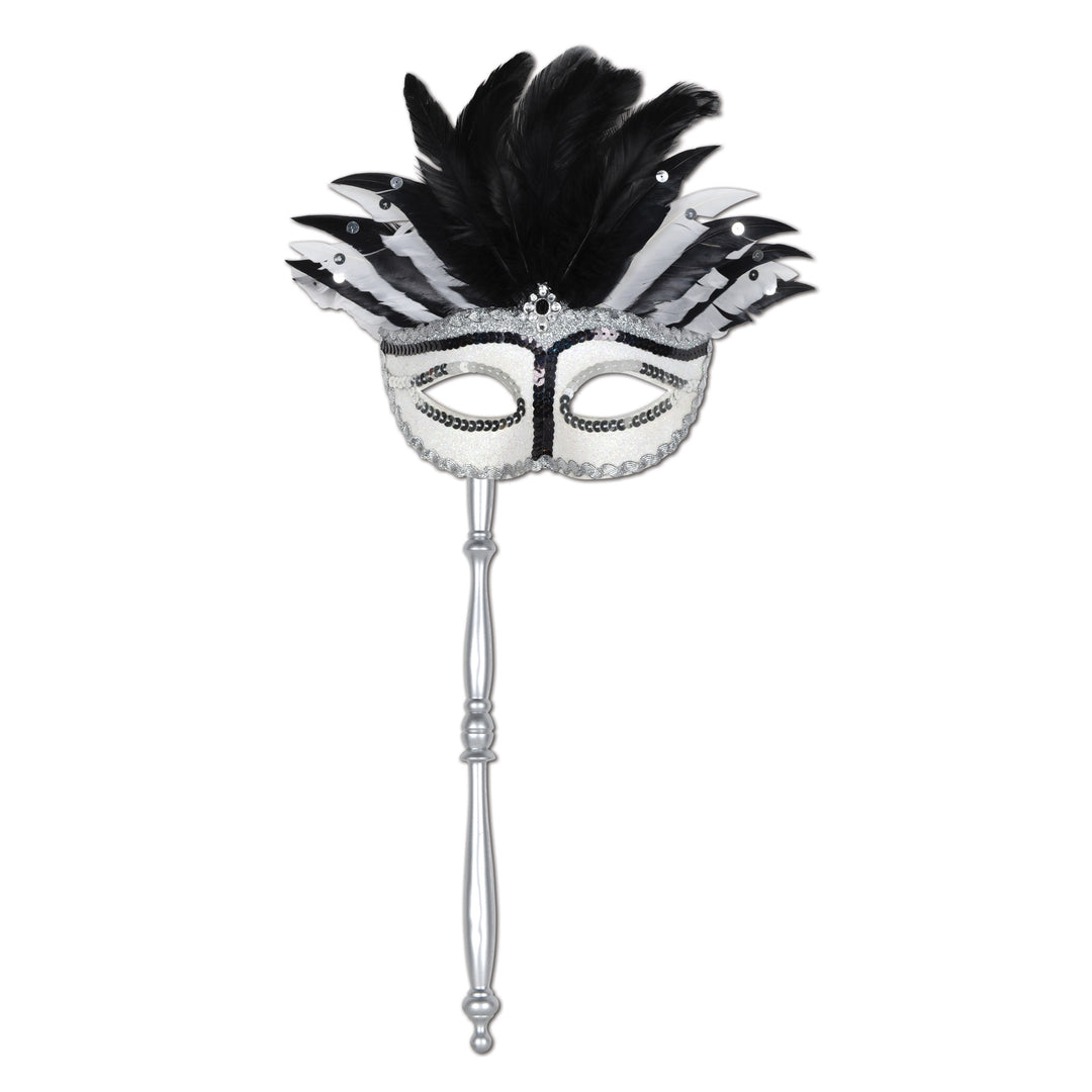 Half Mask - Feathered Mask on Stick