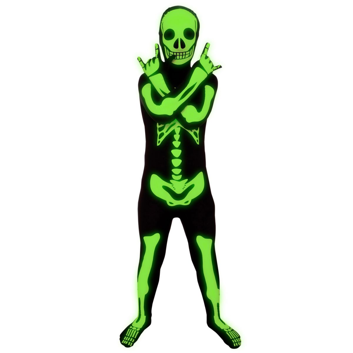 Morphsuit Glow Skeleton Costume - Adult Large