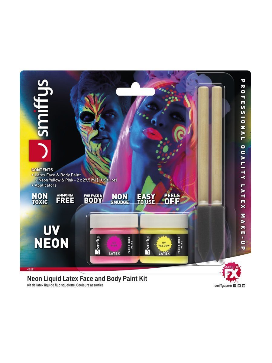 Neon Liquid Latex Face and Body Paint Kit