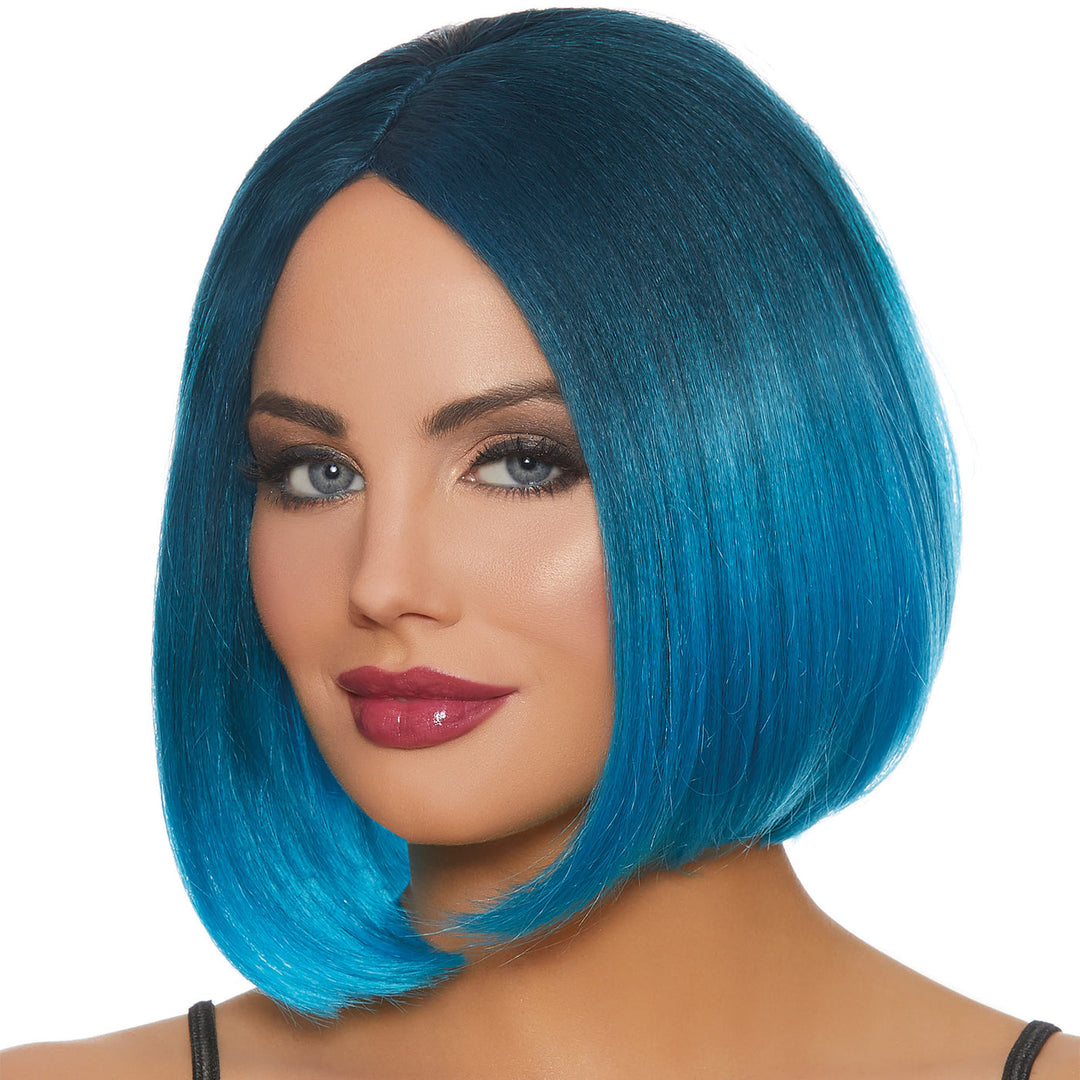 Mid-Length Blue Ombré Bob Wig