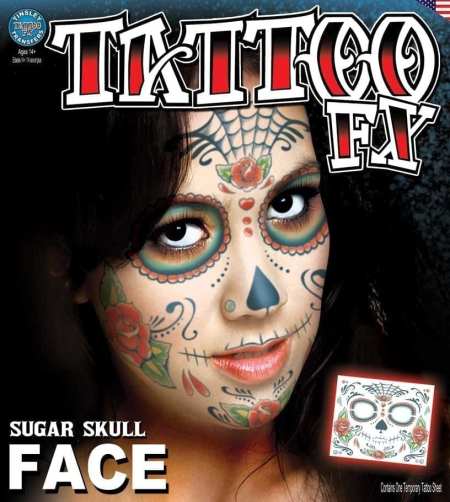 Tinsley Transfers - Sugar Skull Full Face Temporary Tattoo