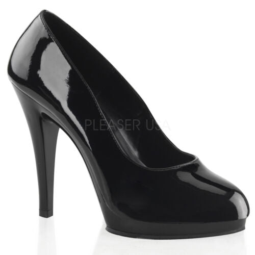 Extended Size Black Patent Pump