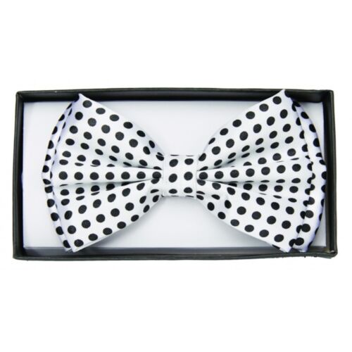 Satin Bow Tie - Black & White Polka Dot Print