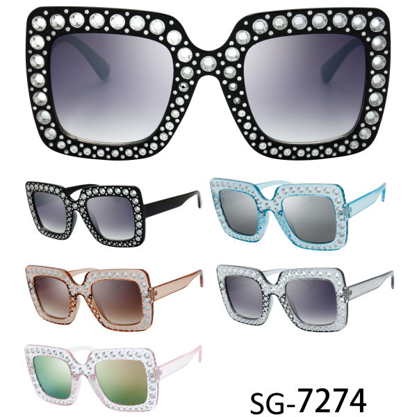 Faux Gem Look Elton Style Sunglasses