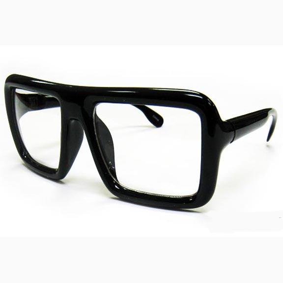 Black Rectangle Frame with Clear Lens Glasses