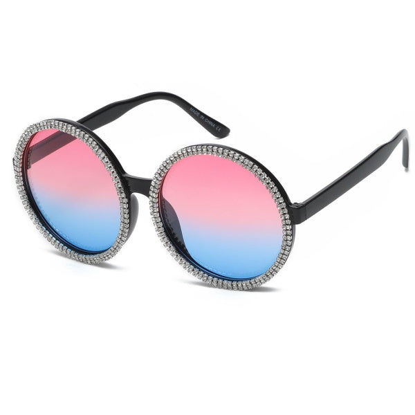 Large Round Ocean Lens Sunglasses w/Gems