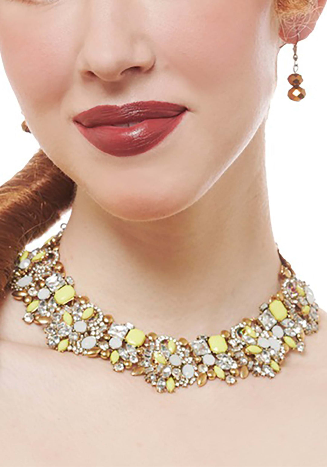 Cluster Collar Clear & Yellow Jewel Necklace